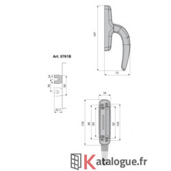 Crémones NEFER à Clé à une Fourche. entraineur arrondi
