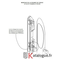 Poignée k de tirage à clef sans cylindrer